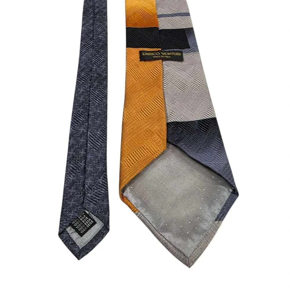 ENRICO VENTURI‎ Silk Tie Geometric Pattern Made in Italy Men's Necktie Designer
